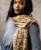 fall long scarf made of upcycled vintage cotton materials in India by women artisans