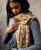 tan and mustard yellow long oversized scarf made from vintage cotton fabrics in India
