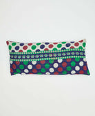 indigo blue, red & kelly green polka dot lumbar pillow handmade from vintage cotton fabrics from India