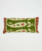 green & red botanical lumbar throw pillow ethically made in India from eco-friendly fabrics