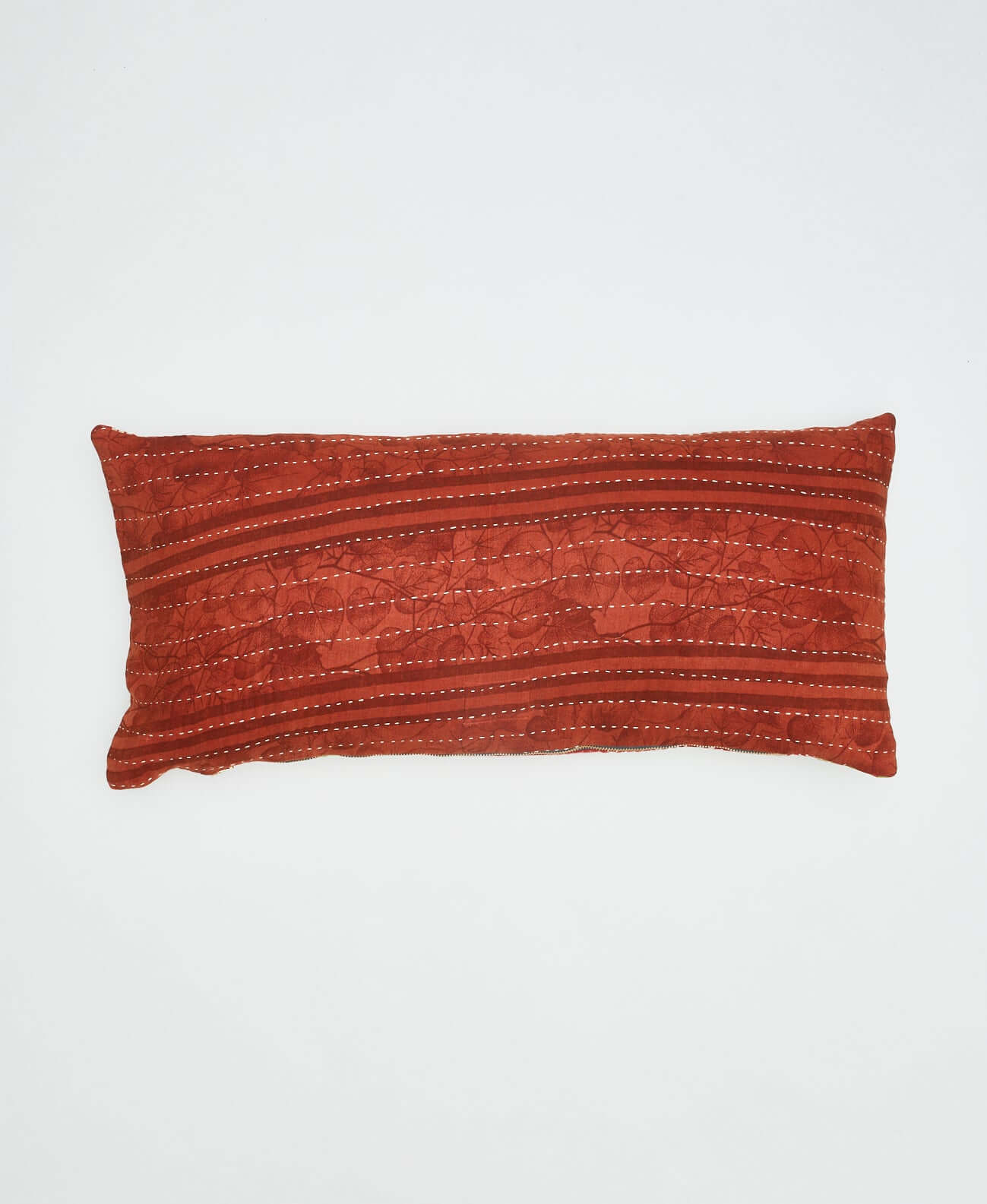 rust red leaf print lumbar throw pillow with removable down feather insert