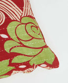 embroidered lumbar throw pillow in red & green bold floral pattern