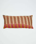 dark red, tan & olive green southwestern printed lumbar pillow with reversible patterns