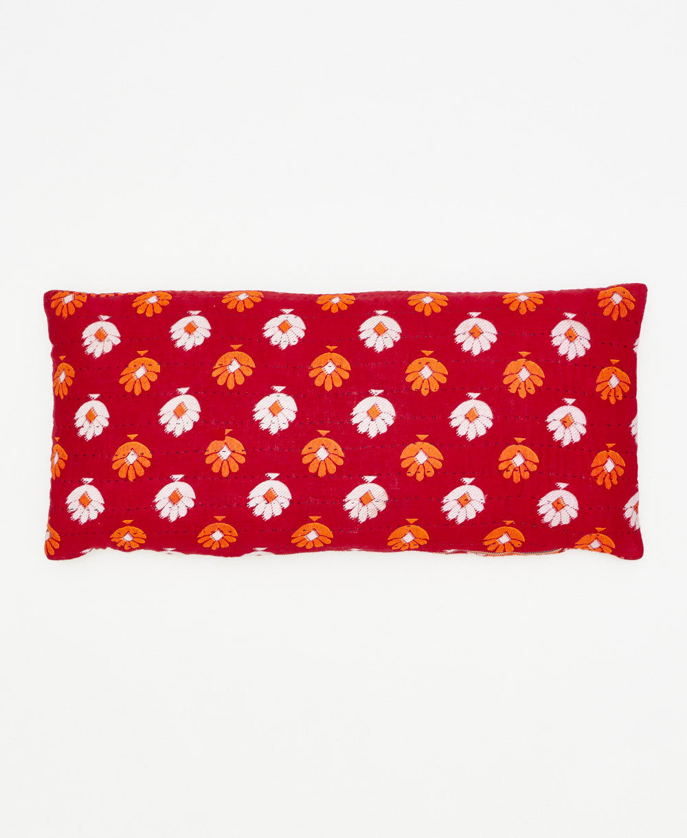 artisan made lumbar throw pillow in a red and orange paisley print