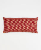 crimson red & light tan swirl lumbar throw pillow handmade in India by women artisans by Anchal