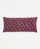 eggplant & light pink floral lumbar throw pillow handmade in India by women artisans by Anchal