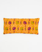 yellow, purple & green floral lumbar throw pillow handmade in India by women artisans by Anchal