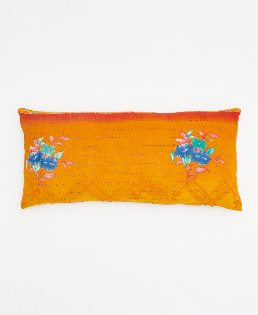 sunset orange lumbar throw pillow handmade in India by women artisans by Anchal