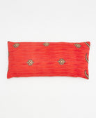 coral red & teal diamond print lumbar throw pillow handmade in India by women artisans by Anchal