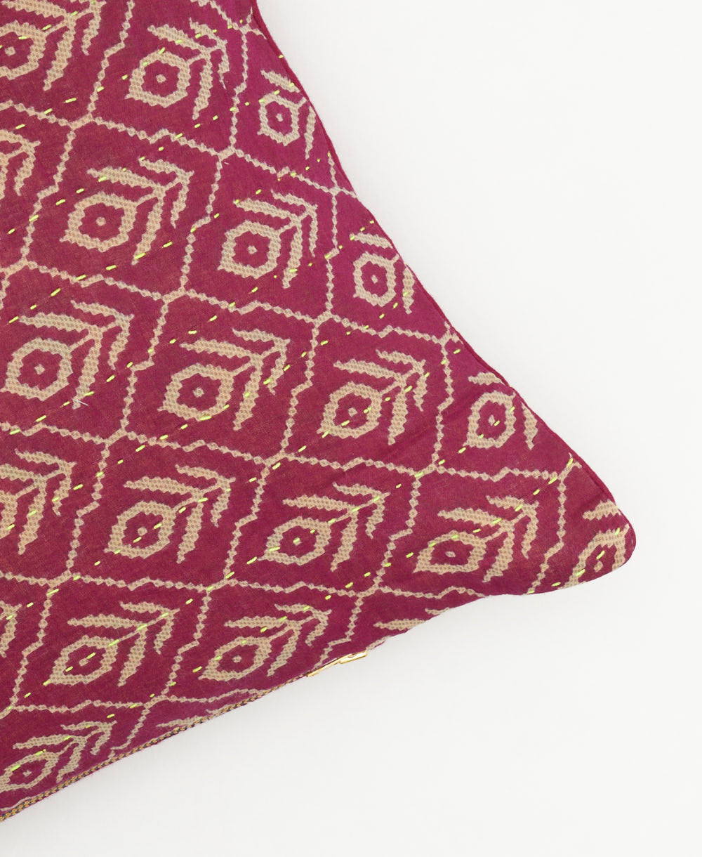 lumbar pillow with kantha stitching