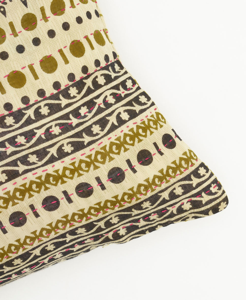 lumbar pillow with kantha stitching