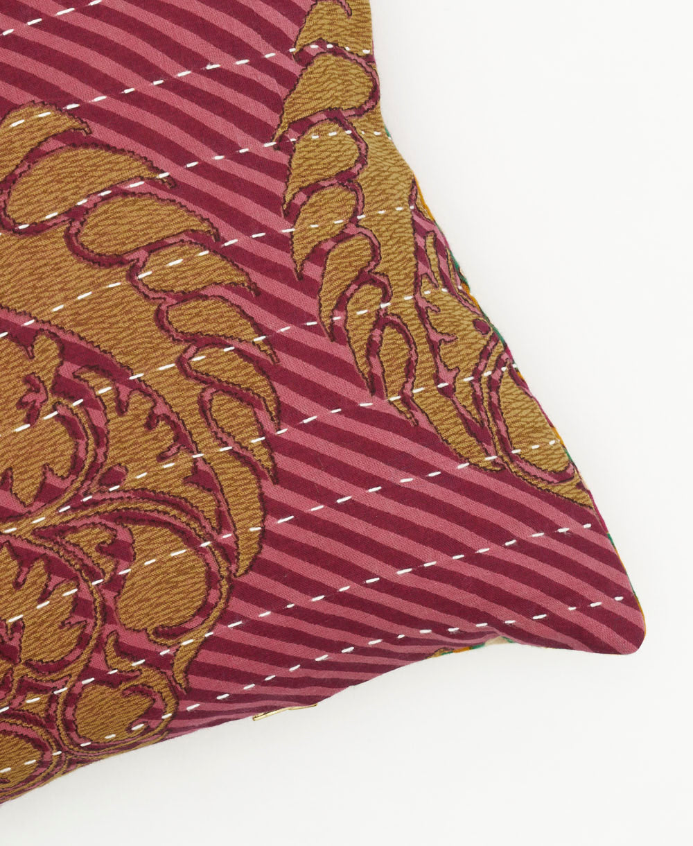 lumbar pillow with kantha stitching