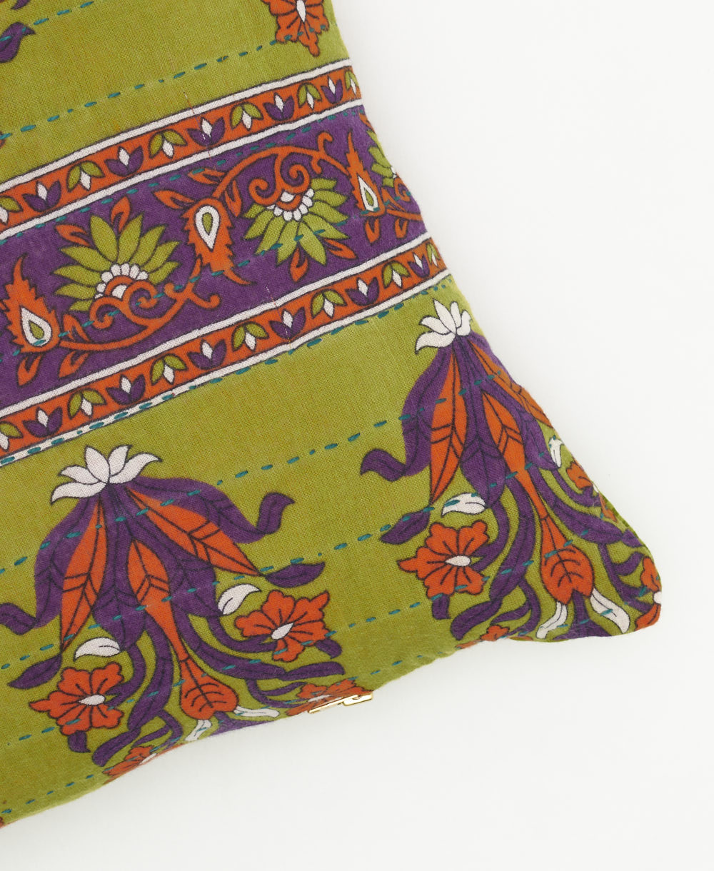 lumbar pillow with kantha stitching