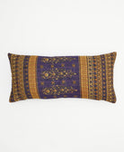 lumbar throw pillow in eggplant purple & mustard yellow traditional pattern