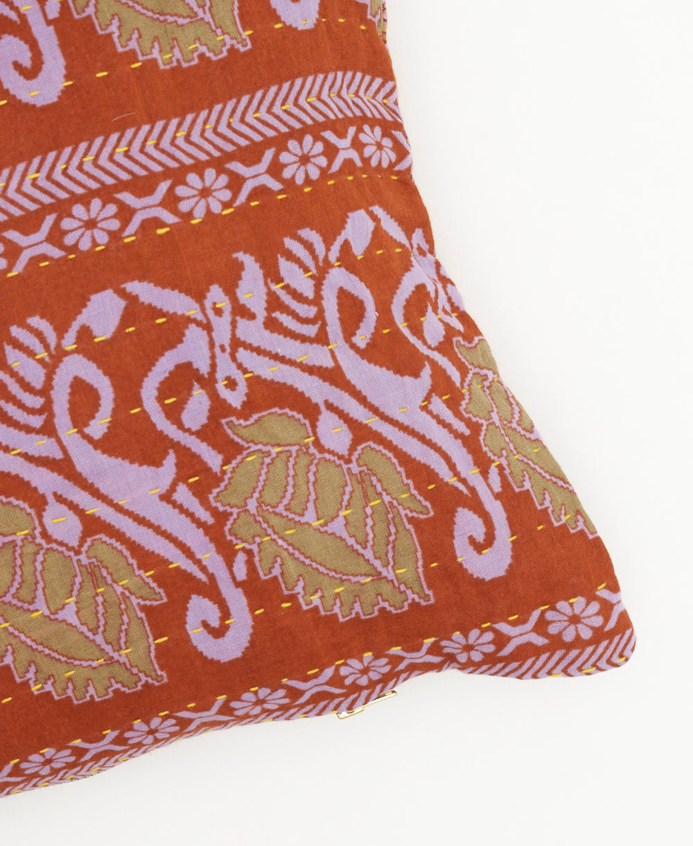 lumbar pillow with kantha stitching