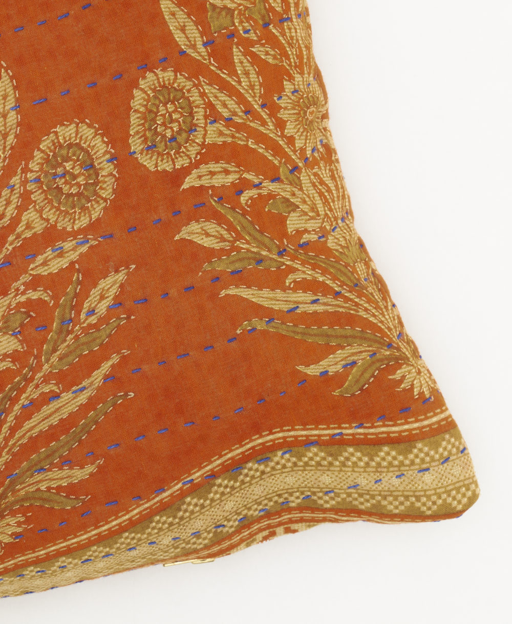 sunset orange lumbar pillow in beige floral