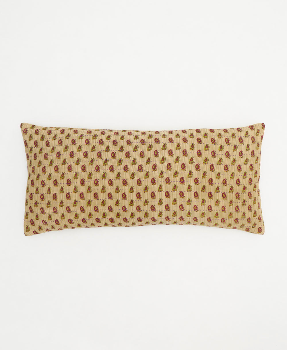 beige & rust floral lumbar throw pillow