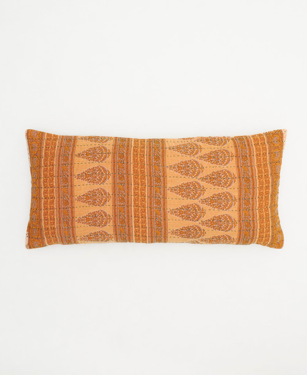 lumbar throw pillow in orange paisley handmade in India