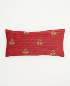 lumbar throw pillow in cherry red and tan medallion