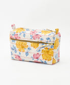 medium toiletry bag perfect for travel in a pink, blue and yellow floral 