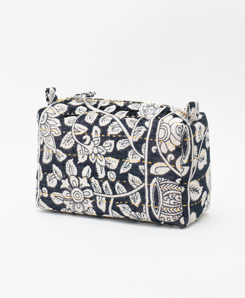 one-of-a-kind cosmetic travel bag handmade by Artisans in India 