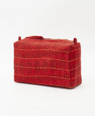 eco-friednly cosmetic travel bag made using repurposed red vintage cotton saris