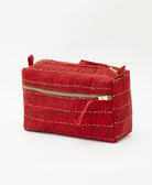 cherry red abstract print medium toiletry bag hand made by artisans 