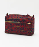 crimson & navy medium toiletry bag in a southwestern print handmade in India from vintage fabrics