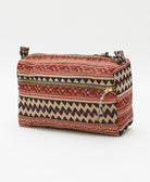 red, black and tan medium toiletry bag handmade in India from vintage cotton saris