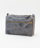 medium toiletry bag in a slate grey floral print made from one-of-a-kind vintage cotton fabrics