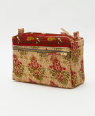 golden yellow medium toiletry bag with red and green accents made from vintage cotton saris in India