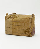 light brown cosmetic travel bag handmade in India by all women artisans from unique vintage saris