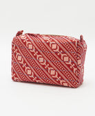 cosmetic travel bag in unique pattern sustainably made in India from repurposed vintage fabrics