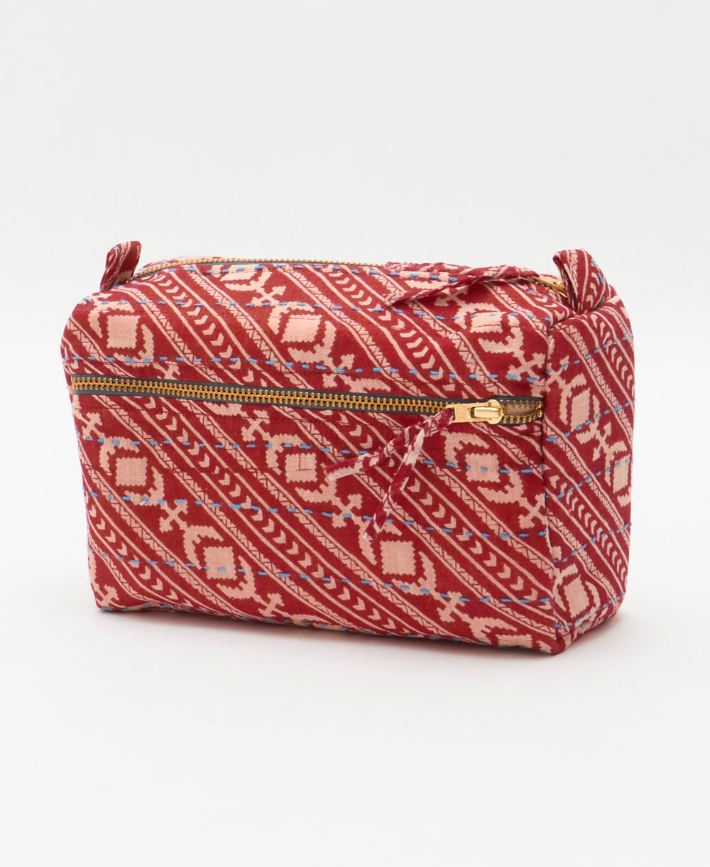 medium toiletry bag handmade in India from one-of-a-kind vintage saris