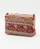 cosmetic travel bag in unique pattern sustainably made in India from repurposed vintage fabrics