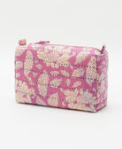 cosmetic travel bag in unique pattern sustainably made in India from repurposed vintage fabrics