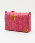 cosmetic travel bag in unique pattern sustainably made in India from repurposed vintage fabrics