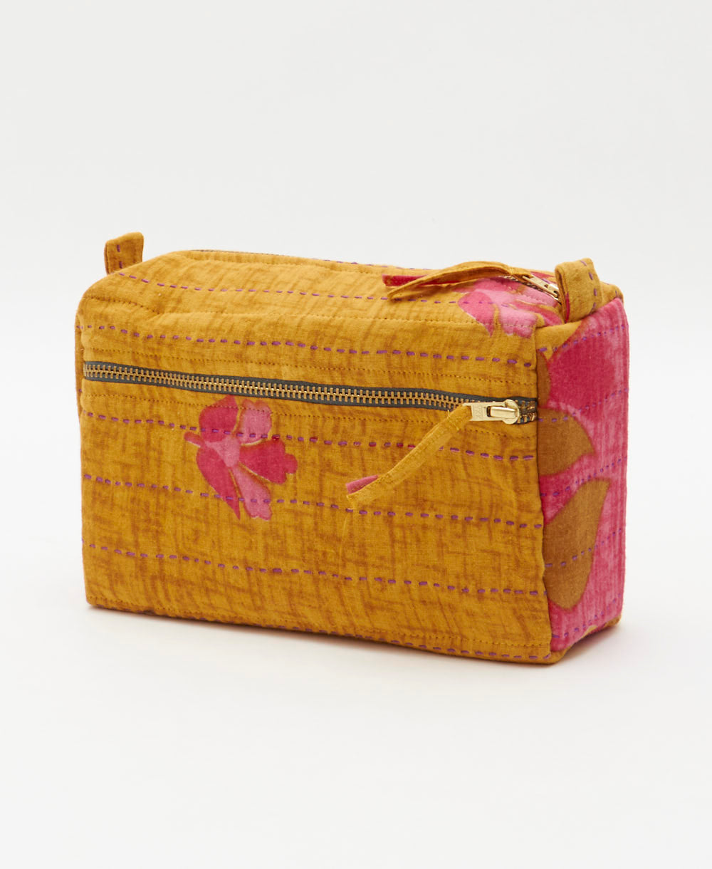 medium toiletry bag handmade in India from one-of-a-kind vintage saris