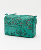 cosmetic travel bag in unique pattern sustainably made in India from repurposed vintage fabrics