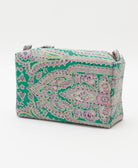 cosmetic travel bag in unique pattern sustainably made in India from repurposed vintage fabrics