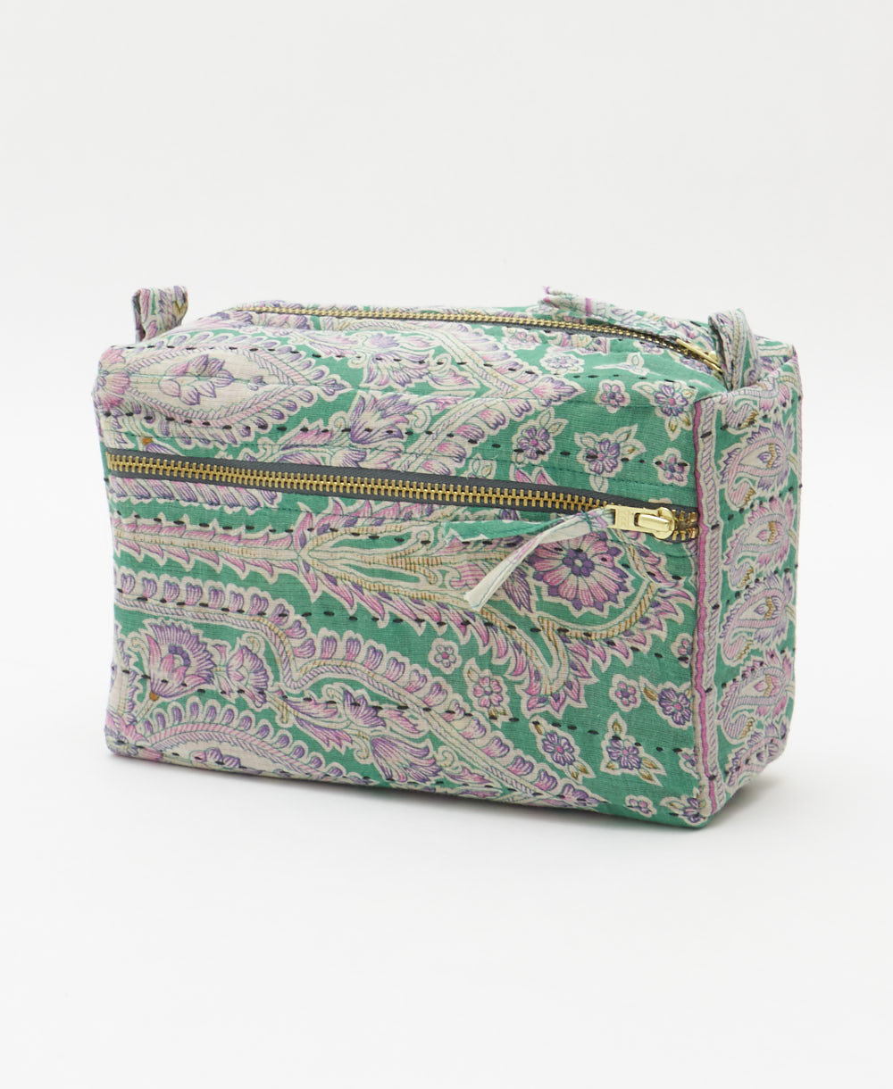 medium toiletry bag handmade in India from one-of-a-kind vintage saris