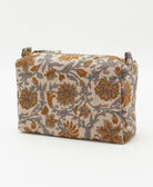 cosmetic travel bag in unique pattern sustainably made in India from repurposed vintage fabrics