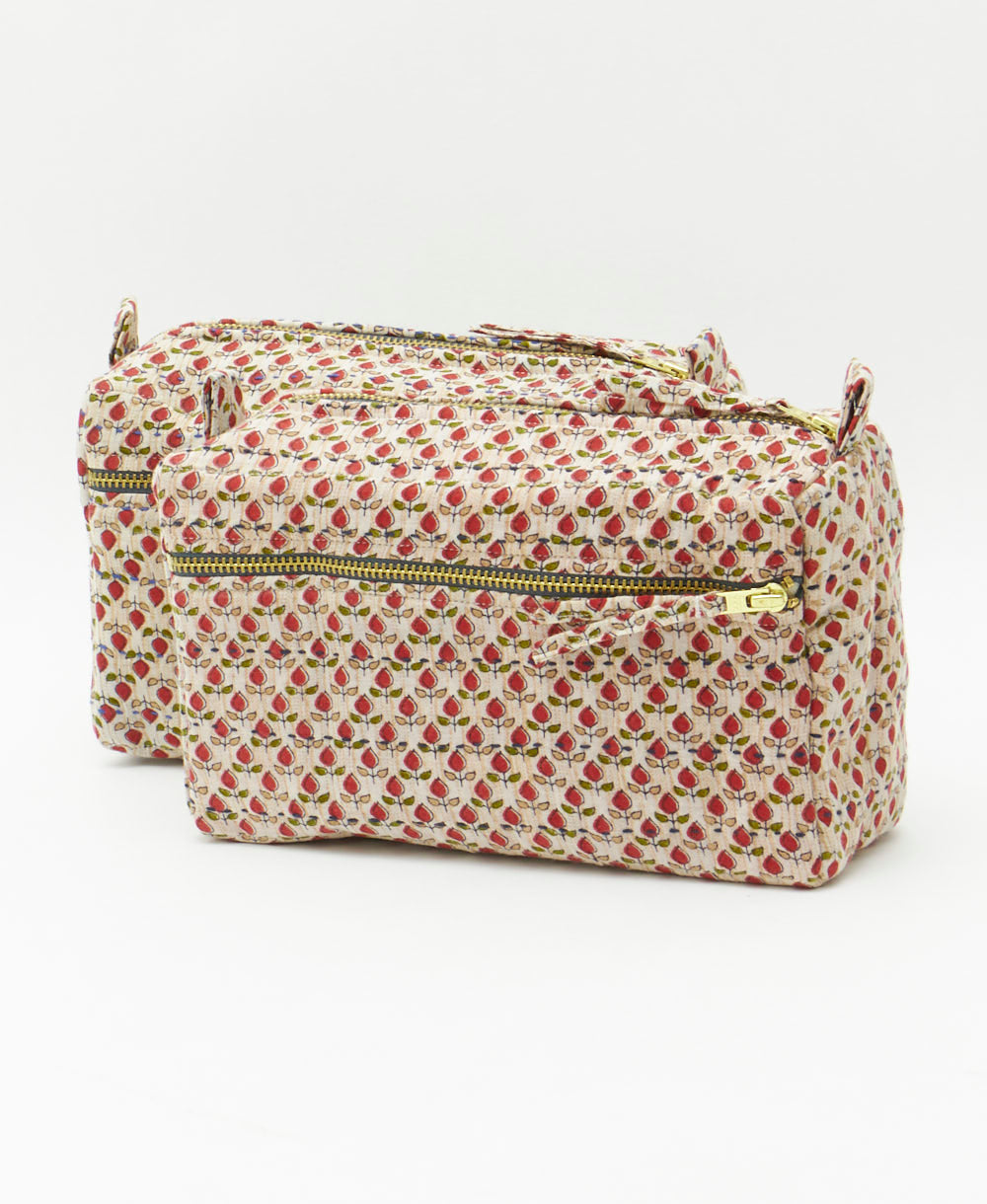 sustainable toiletry bag handmade in India by all women artisans from upcycled vintage cotton fabrics