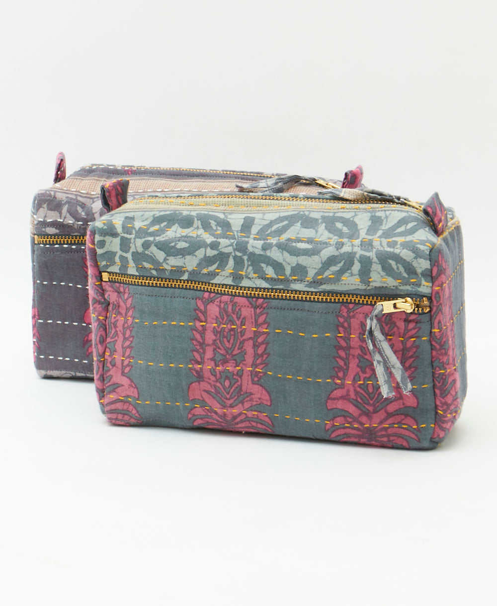 sustainable toiletry bag handmade in India by all women artisans from upcycled vintage cotton fabrics