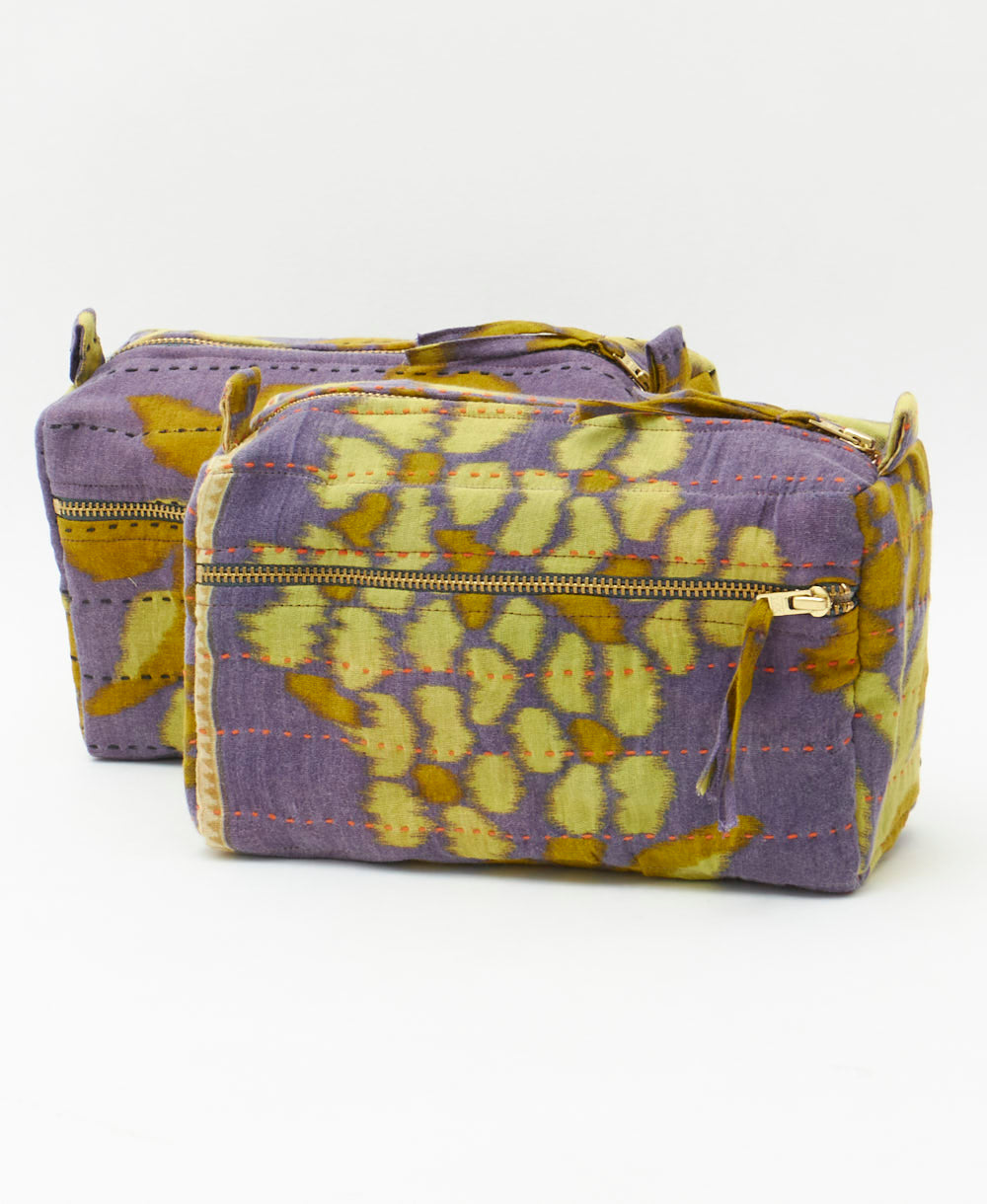 sustainable toiletry bag handmade in India by all women artisans from upcycled vintage cotton fabrics
