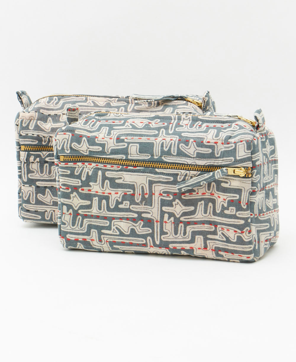 sustainable toiletry bag handmade in India by all women artisans from upcycled vintage cotton fabrics