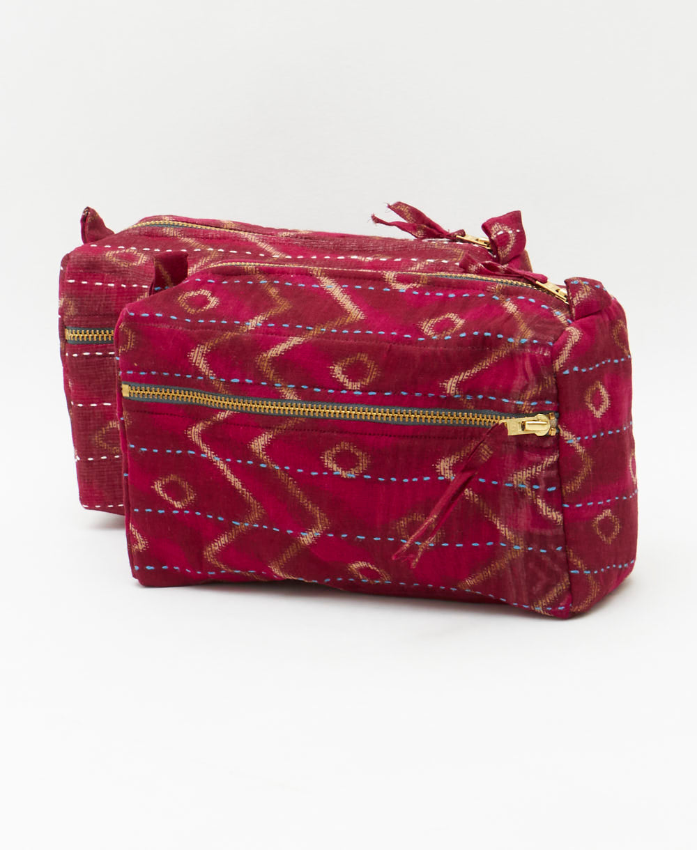 sustainable toiletry bag handmade in India by all women artisans from upcycled vintage cotton fabrics