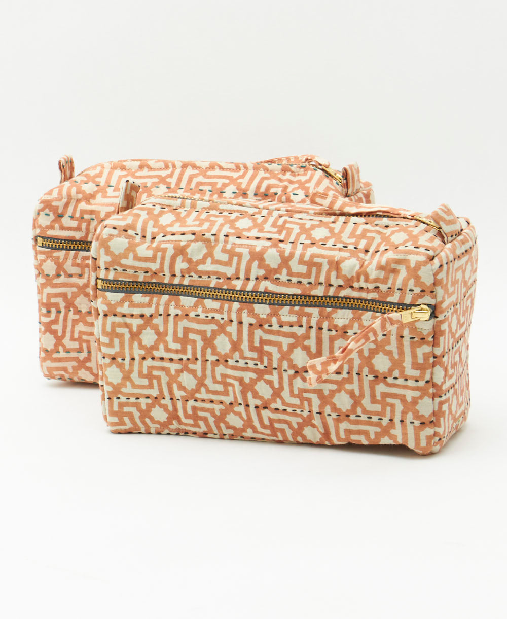 sustainable toiletry bag handmade in India by all women artisans from upcycled vintage cotton fabrics