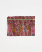 pink and brown abstract printed small pouch handmade in India from cotton saris