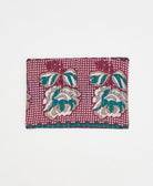 bold floral printed zippered pouch in purple and teal handmade in India